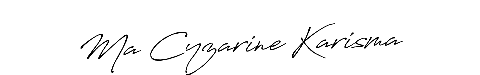 The best way (Antro_Vectra_Bolder) to make a short signature is to pick only two or three words in your name. The name Ma Cyzarine Karisma include a total of six letters. For converting this name. Ma Cyzarine Karisma signature style 7 images and pictures png