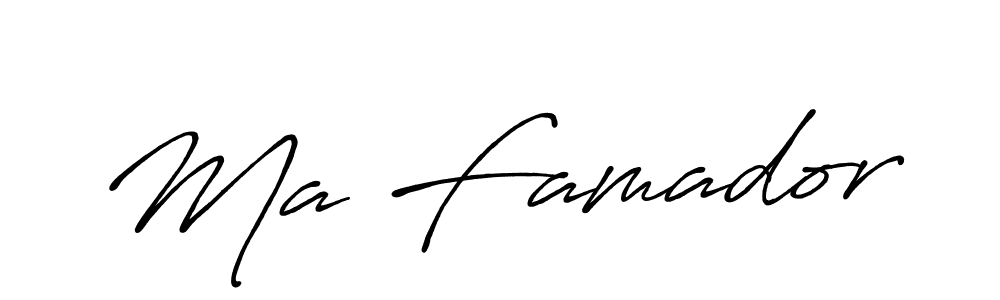 Similarly Antro_Vectra_Bolder is the best handwritten signature design. Signature creator online .You can use it as an online autograph creator for name Ma Famador. Ma Famador signature style 7 images and pictures png