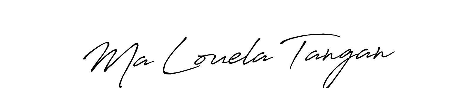 You should practise on your own different ways (Antro_Vectra_Bolder) to write your name (Ma Louela Tangan) in signature. don't let someone else do it for you. Ma Louela Tangan signature style 7 images and pictures png