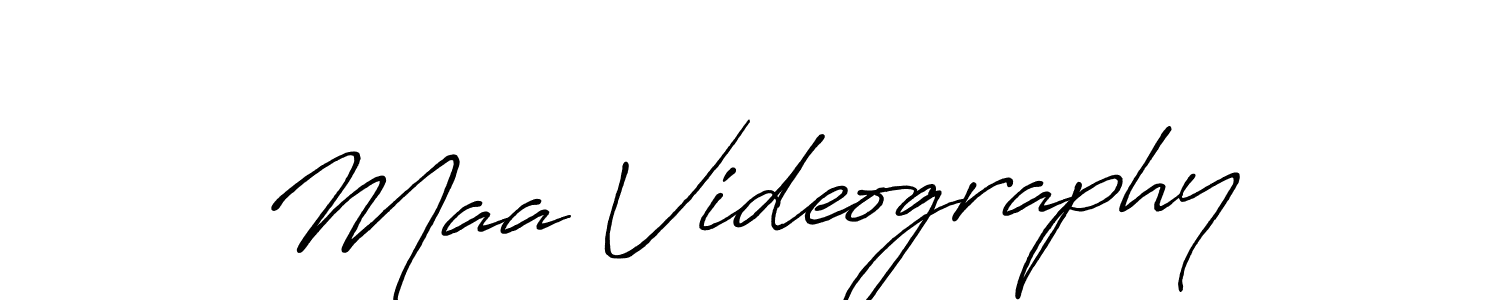 Make a beautiful signature design for name Maa Videography. With this signature (Antro_Vectra_Bolder) style, you can create a handwritten signature for free. Maa Videography signature style 7 images and pictures png