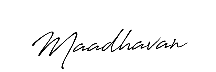 Use a signature maker to create a handwritten signature online. With this signature software, you can design (Antro_Vectra_Bolder) your own signature for name Maadhavan. Maadhavan signature style 7 images and pictures png