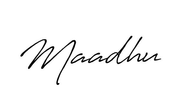 Create a beautiful signature design for name Maadhu. With this signature (Antro_Vectra_Bolder) fonts, you can make a handwritten signature for free. Maadhu signature style 7 images and pictures png