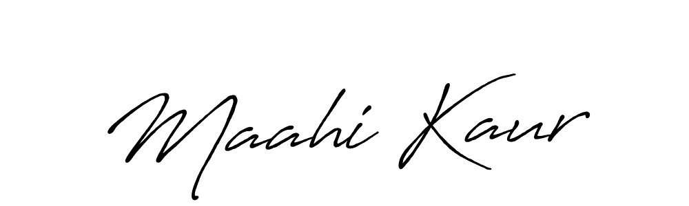The best way (Antro_Vectra_Bolder) to make a short signature is to pick only two or three words in your name. The name Maahi Kaur include a total of six letters. For converting this name. Maahi Kaur signature style 7 images and pictures png