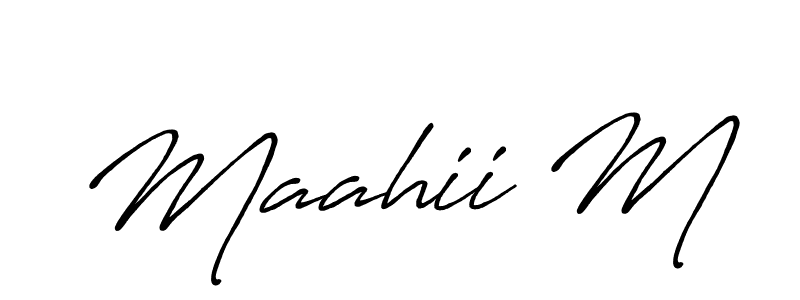 How to make Maahii M signature? Antro_Vectra_Bolder is a professional autograph style. Create handwritten signature for Maahii M name. Maahii M signature style 7 images and pictures png