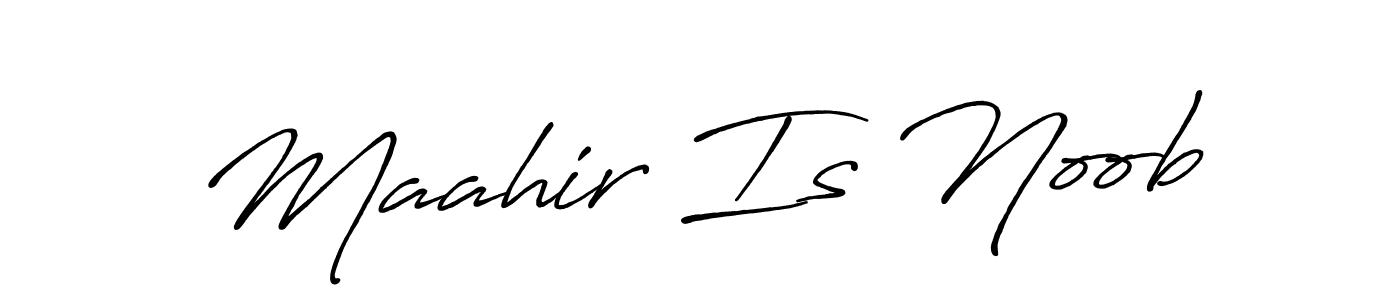 Use a signature maker to create a handwritten signature online. With this signature software, you can design (Antro_Vectra_Bolder) your own signature for name Maahir Is Noob. Maahir Is Noob signature style 7 images and pictures png