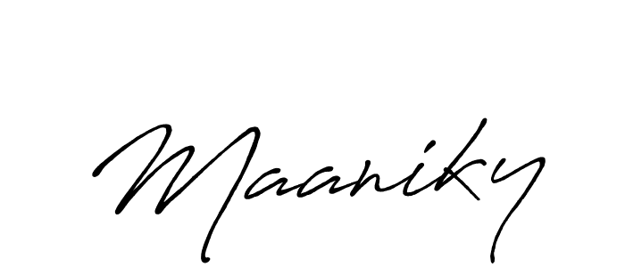 Make a beautiful signature design for name Maaniky. With this signature (Antro_Vectra_Bolder) style, you can create a handwritten signature for free. Maaniky signature style 7 images and pictures png