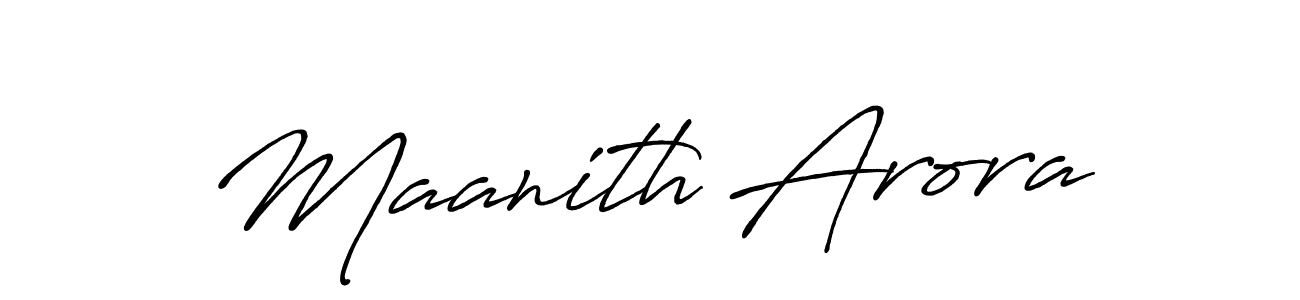 Make a beautiful signature design for name Maanith Arora. With this signature (Antro_Vectra_Bolder) style, you can create a handwritten signature for free. Maanith Arora signature style 7 images and pictures png