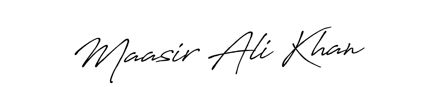 How to make Maasir Ali Khan name signature. Use Antro_Vectra_Bolder style for creating short signs online. This is the latest handwritten sign. Maasir Ali Khan signature style 7 images and pictures png