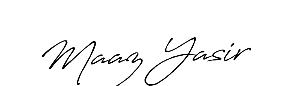 Create a beautiful signature design for name Maaz Yasir. With this signature (Antro_Vectra_Bolder) fonts, you can make a handwritten signature for free. Maaz Yasir signature style 7 images and pictures png