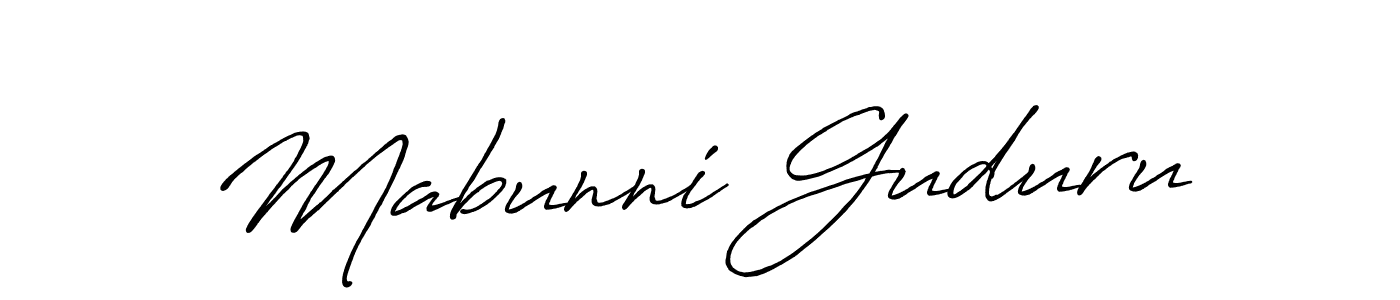 Use a signature maker to create a handwritten signature online. With this signature software, you can design (Antro_Vectra_Bolder) your own signature for name Mabunni Guduru. Mabunni Guduru signature style 7 images and pictures png