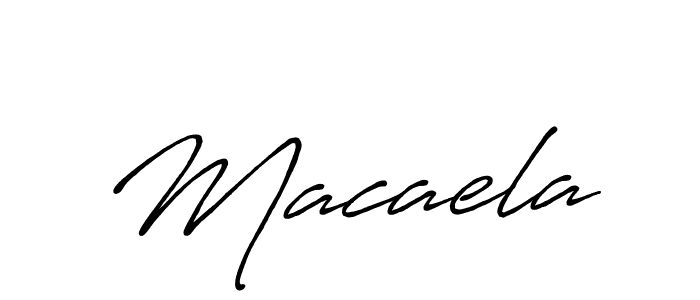 Use a signature maker to create a handwritten signature online. With this signature software, you can design (Antro_Vectra_Bolder) your own signature for name Macaela. Macaela signature style 7 images and pictures png