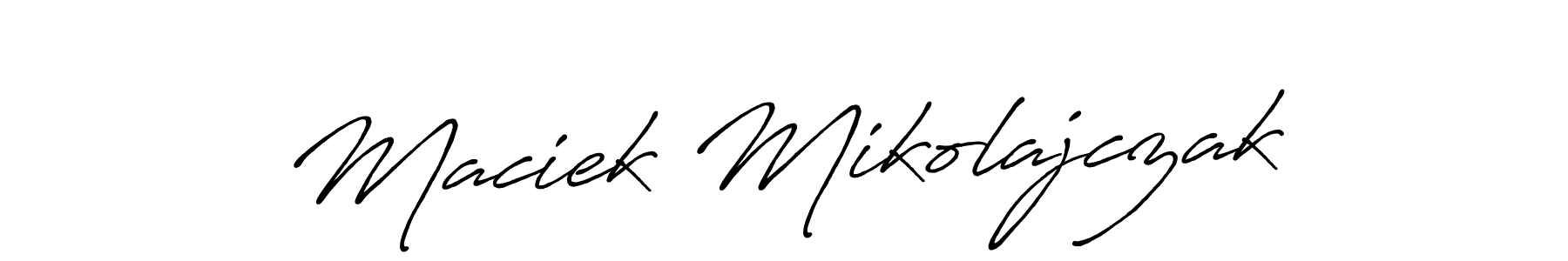 Create a beautiful signature design for name Maciek Mikolajczak. With this signature (Antro_Vectra_Bolder) fonts, you can make a handwritten signature for free. Maciek Mikolajczak signature style 7 images and pictures png