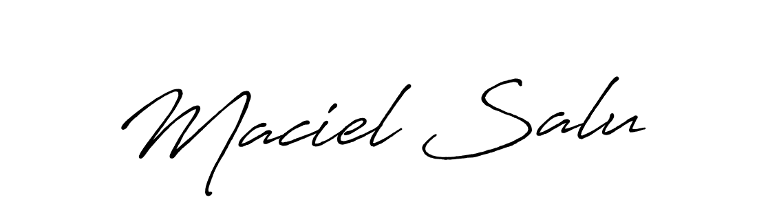 Create a beautiful signature design for name Maciel Salu. With this signature (Antro_Vectra_Bolder) fonts, you can make a handwritten signature for free. Maciel Salu signature style 7 images and pictures png