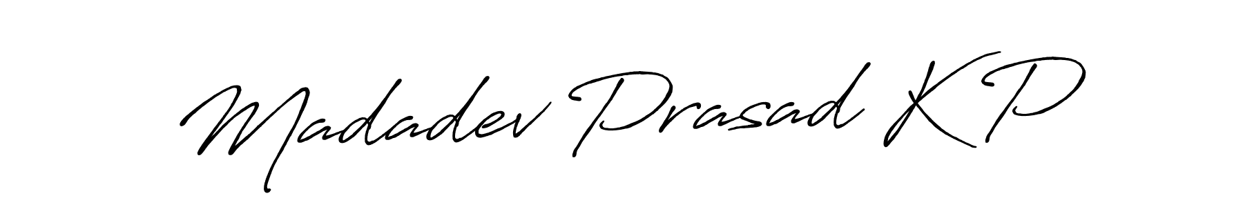 How to make Madadev Prasad K P name signature. Use Antro_Vectra_Bolder style for creating short signs online. This is the latest handwritten sign. Madadev Prasad K P signature style 7 images and pictures png