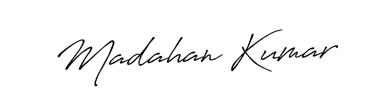 The best way (Antro_Vectra_Bolder) to make a short signature is to pick only two or three words in your name. The name Madahan Kumar include a total of six letters. For converting this name. Madahan Kumar signature style 7 images and pictures png