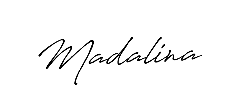 Use a signature maker to create a handwritten signature online. With this signature software, you can design (Antro_Vectra_Bolder) your own signature for name Madalina. Madalina signature style 7 images and pictures png