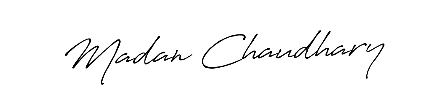 Make a beautiful signature design for name Madan Chaudhary. With this signature (Antro_Vectra_Bolder) style, you can create a handwritten signature for free. Madan Chaudhary signature style 7 images and pictures png