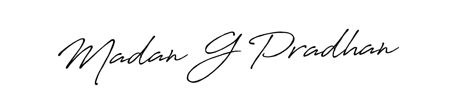 Create a beautiful signature design for name Madan G Pradhan. With this signature (Antro_Vectra_Bolder) fonts, you can make a handwritten signature for free. Madan G Pradhan signature style 7 images and pictures png