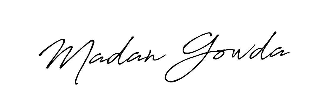 Create a beautiful signature design for name Madan Gowda. With this signature (Antro_Vectra_Bolder) fonts, you can make a handwritten signature for free. Madan Gowda signature style 7 images and pictures png