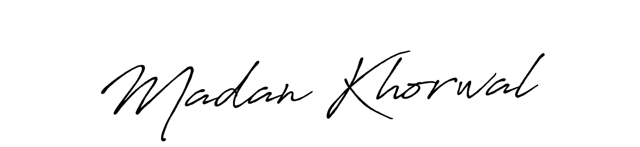 How to make Madan Khorwal name signature. Use Antro_Vectra_Bolder style for creating short signs online. This is the latest handwritten sign. Madan Khorwal signature style 7 images and pictures png