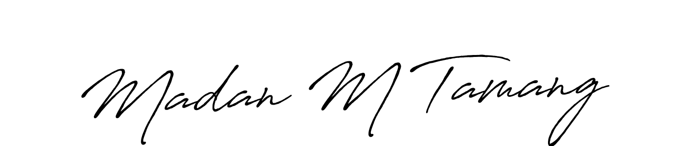 if you are searching for the best signature style for your name Madan M Tamang. so please give up your signature search. here we have designed multiple signature styles  using Antro_Vectra_Bolder. Madan M Tamang signature style 7 images and pictures png