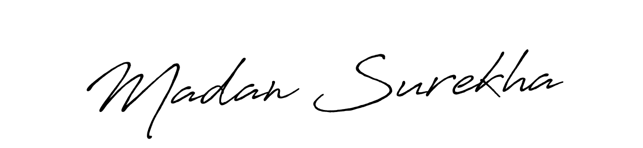 Antro_Vectra_Bolder is a professional signature style that is perfect for those who want to add a touch of class to their signature. It is also a great choice for those who want to make their signature more unique. Get Madan Surekha name to fancy signature for free. Madan Surekha signature style 7 images and pictures png