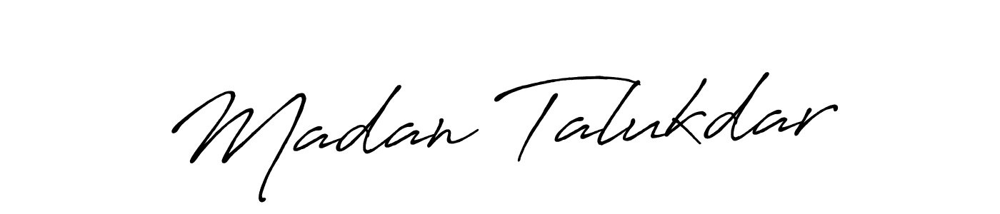 How to make Madan Talukdar name signature. Use Antro_Vectra_Bolder style for creating short signs online. This is the latest handwritten sign. Madan Talukdar signature style 7 images and pictures png