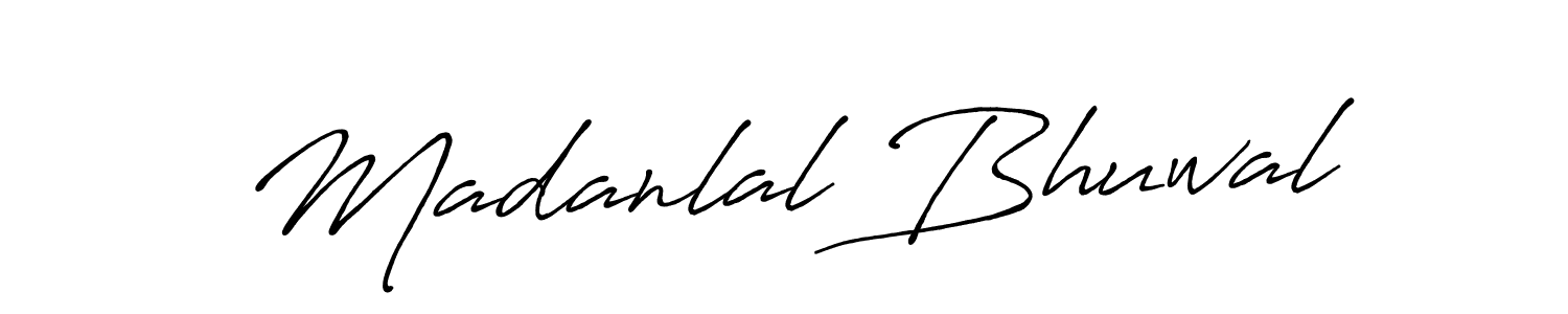 Create a beautiful signature design for name Madanlal Bhuwal. With this signature (Antro_Vectra_Bolder) fonts, you can make a handwritten signature for free. Madanlal Bhuwal signature style 7 images and pictures png