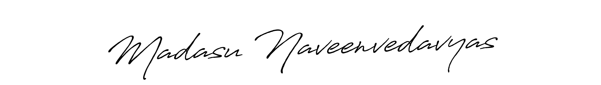 Antro_Vectra_Bolder is a professional signature style that is perfect for those who want to add a touch of class to their signature. It is also a great choice for those who want to make their signature more unique. Get Madasu Naveenvedavyas name to fancy signature for free. Madasu Naveenvedavyas signature style 7 images and pictures png