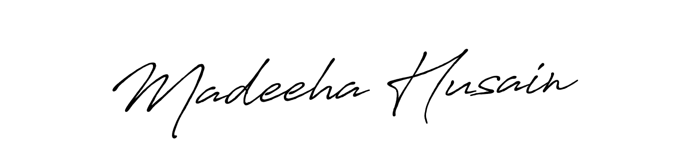 Make a beautiful signature design for name Madeeha Husain. With this signature (Antro_Vectra_Bolder) style, you can create a handwritten signature for free. Madeeha Husain signature style 7 images and pictures png