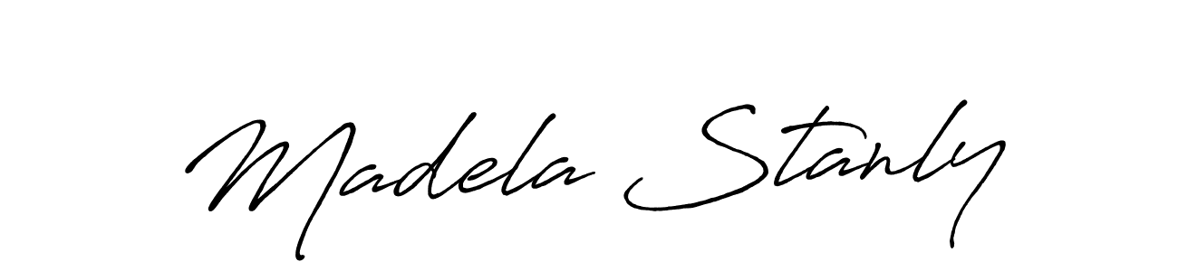 This is the best signature style for the Madela Stanly name. Also you like these signature font (Antro_Vectra_Bolder). Mix name signature. Madela Stanly signature style 7 images and pictures png