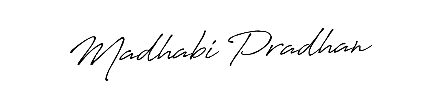 How to make Madhabi Pradhan name signature. Use Antro_Vectra_Bolder style for creating short signs online. This is the latest handwritten sign. Madhabi Pradhan signature style 7 images and pictures png