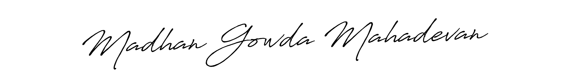 Make a beautiful signature design for name Madhan Gowda Mahadevan. With this signature (Antro_Vectra_Bolder) style, you can create a handwritten signature for free. Madhan Gowda Mahadevan signature style 7 images and pictures png