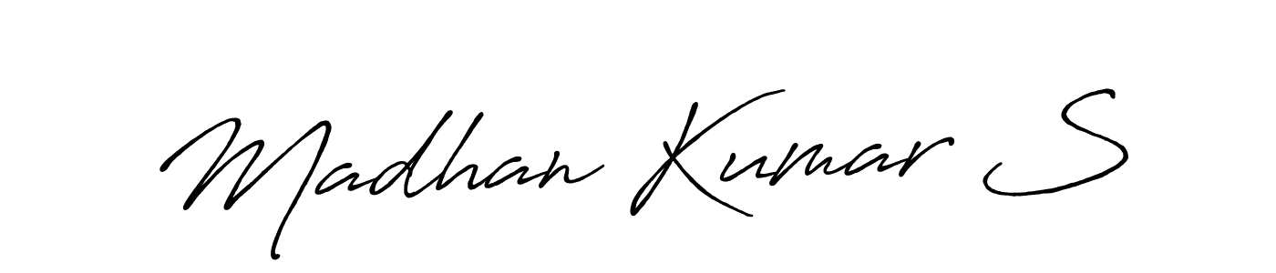 How to make Madhan Kumar S name signature. Use Antro_Vectra_Bolder style for creating short signs online. This is the latest handwritten sign. Madhan Kumar S signature style 7 images and pictures png