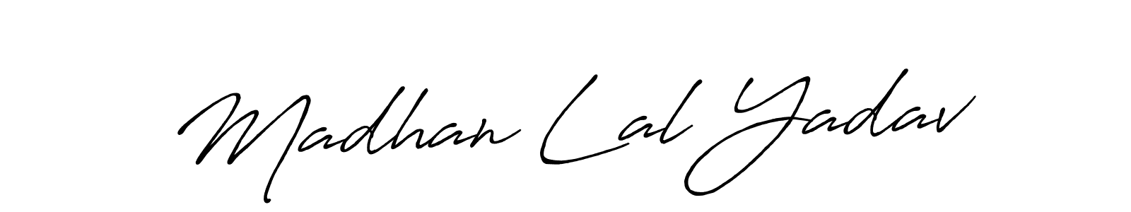 Create a beautiful signature design for name Madhan Lal Yadav. With this signature (Antro_Vectra_Bolder) fonts, you can make a handwritten signature for free. Madhan Lal Yadav signature style 7 images and pictures png