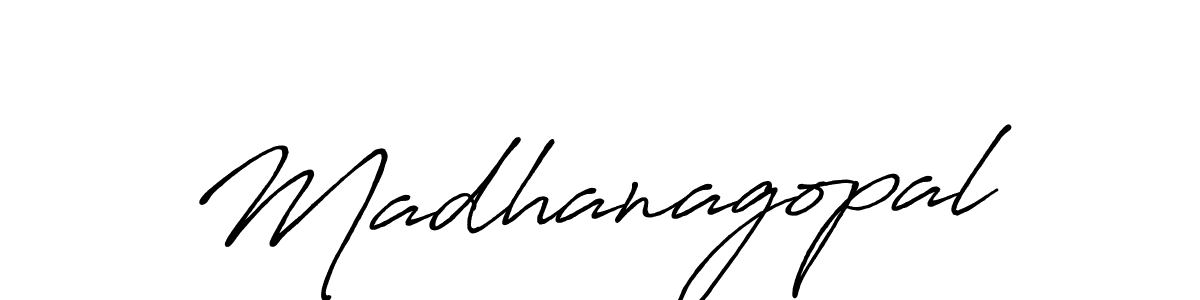 How to make Madhanagopal signature? Antro_Vectra_Bolder is a professional autograph style. Create handwritten signature for Madhanagopal name. Madhanagopal signature style 7 images and pictures png