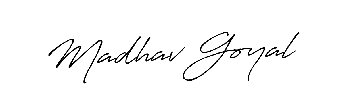 Design your own signature with our free online signature maker. With this signature software, you can create a handwritten (Antro_Vectra_Bolder) signature for name Madhav Goyal. Madhav Goyal signature style 7 images and pictures png