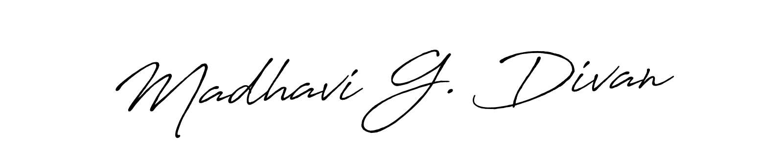 Design your own signature with our free online signature maker. With this signature software, you can create a handwritten (Antro_Vectra_Bolder) signature for name Madhavi G. Divan. Madhavi G. Divan signature style 7 images and pictures png