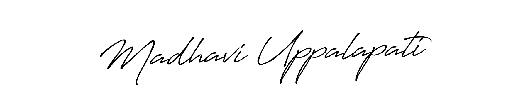 The best way (Antro_Vectra_Bolder) to make a short signature is to pick only two or three words in your name. The name Madhavi Uppalapati include a total of six letters. For converting this name. Madhavi Uppalapati signature style 7 images and pictures png