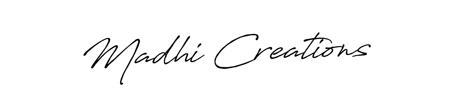 How to make Madhi Creations name signature. Use Antro_Vectra_Bolder style for creating short signs online. This is the latest handwritten sign. Madhi Creations signature style 7 images and pictures png