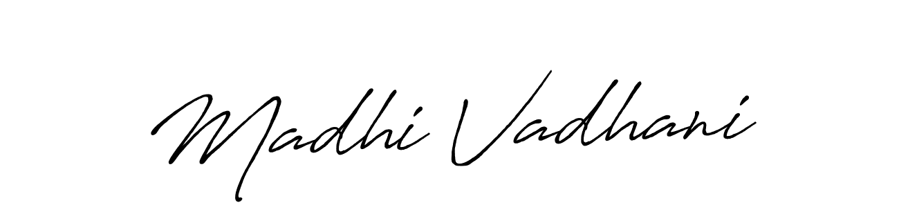 The best way (Antro_Vectra_Bolder) to make a short signature is to pick only two or three words in your name. The name Madhi Vadhani include a total of six letters. For converting this name. Madhi Vadhani signature style 7 images and pictures png