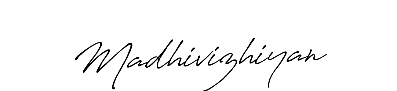 Make a beautiful signature design for name Madhivizhiyan. With this signature (Antro_Vectra_Bolder) style, you can create a handwritten signature for free. Madhivizhiyan signature style 7 images and pictures png