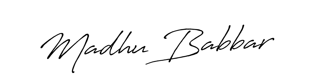 Madhu Babbar stylish signature style. Best Handwritten Sign (Antro_Vectra_Bolder) for my name. Handwritten Signature Collection Ideas for my name Madhu Babbar. Madhu Babbar signature style 7 images and pictures png