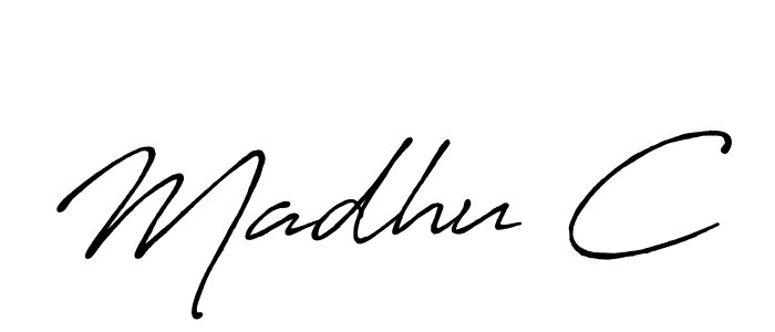 The best way (Antro_Vectra_Bolder) to make a short signature is to pick only two or three words in your name. The name Madhu C include a total of six letters. For converting this name. Madhu C signature style 7 images and pictures png