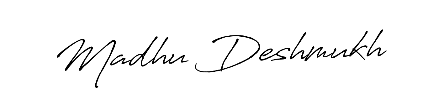 Create a beautiful signature design for name Madhu Deshmukh. With this signature (Antro_Vectra_Bolder) fonts, you can make a handwritten signature for free. Madhu Deshmukh signature style 7 images and pictures png