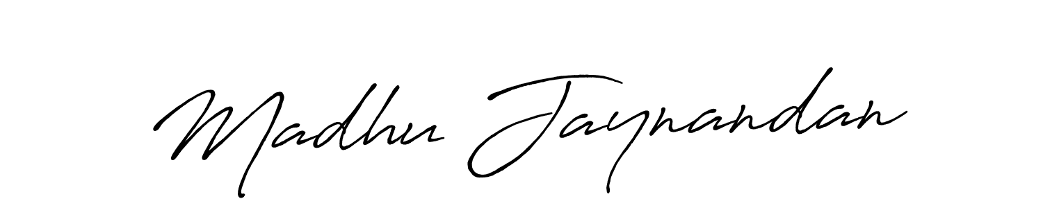 Make a beautiful signature design for name Madhu Jaynandan. With this signature (Antro_Vectra_Bolder) style, you can create a handwritten signature for free. Madhu Jaynandan signature style 7 images and pictures png