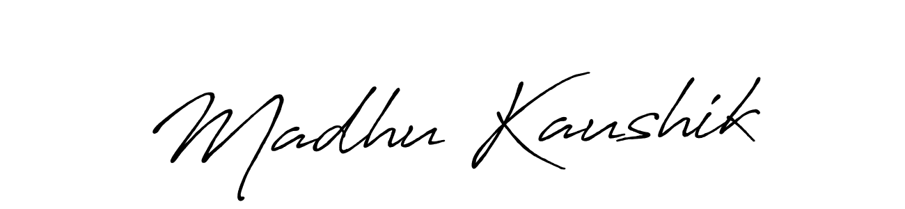 Use a signature maker to create a handwritten signature online. With this signature software, you can design (Antro_Vectra_Bolder) your own signature for name Madhu Kaushik. Madhu Kaushik signature style 7 images and pictures png