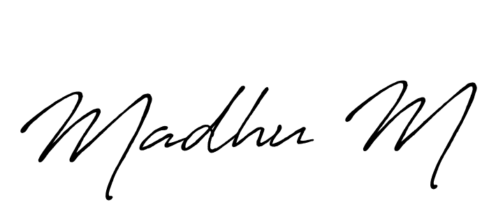 Madhu M stylish signature style. Best Handwritten Sign (Antro_Vectra_Bolder) for my name. Handwritten Signature Collection Ideas for my name Madhu M. Madhu M signature style 7 images and pictures png