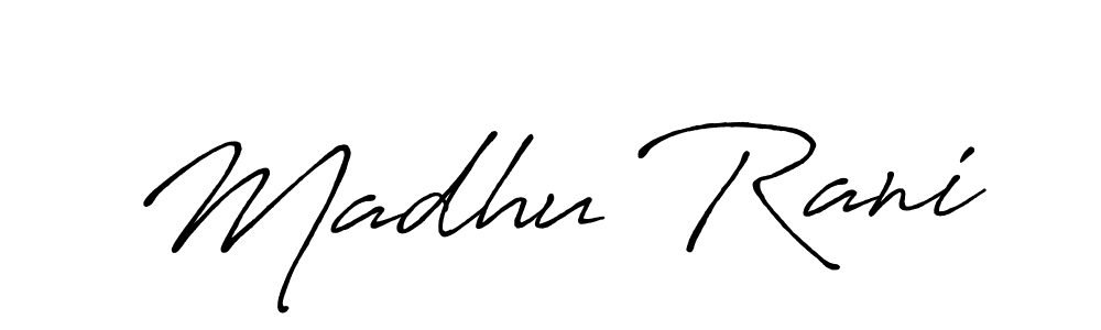 Antro_Vectra_Bolder is a professional signature style that is perfect for those who want to add a touch of class to their signature. It is also a great choice for those who want to make their signature more unique. Get Madhu Rani name to fancy signature for free. Madhu Rani signature style 7 images and pictures png