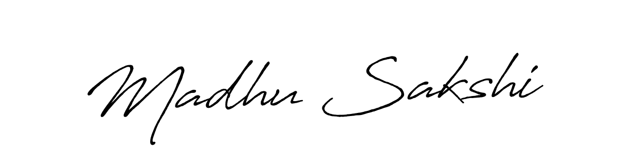 Make a beautiful signature design for name Madhu Sakshi. With this signature (Antro_Vectra_Bolder) style, you can create a handwritten signature for free. Madhu Sakshi signature style 7 images and pictures png
